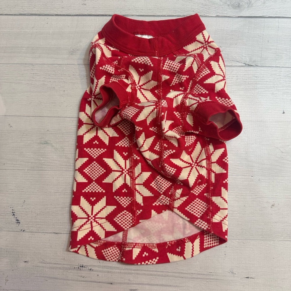 Hanna Andersson Ribbon Red Fairisle red pet pajama size medium